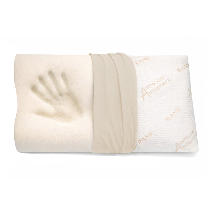 Guanciale Cervicale in Memory Foam con Federa Rame– Cuscino Sfoderabile Sostegno Ergonomico per Collo e Cervicale