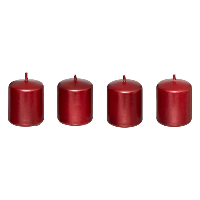 Lot de 4 bougies votives 160g satin rouge