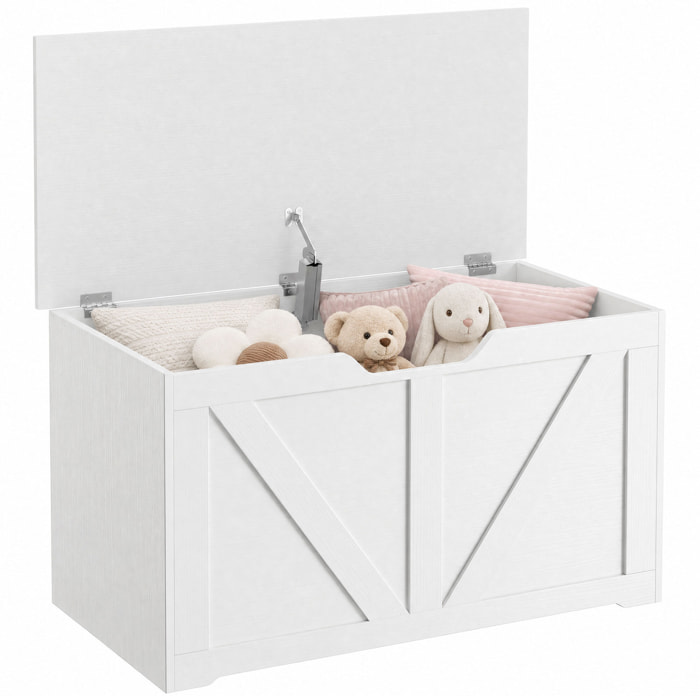 Baúl de Almacenaje 100L, Banco de Almacenaje con Bisagra de Seguridad, Asa con Recorte en U, para Recibidor, Pasillo, Dormitorio, Salón, Carga 136 kg, 80x40x45 cm, Blanco