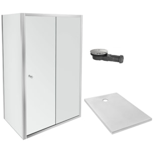 Receveur douche Ipso 90x90 + paroi porte pivotante angle + bonde