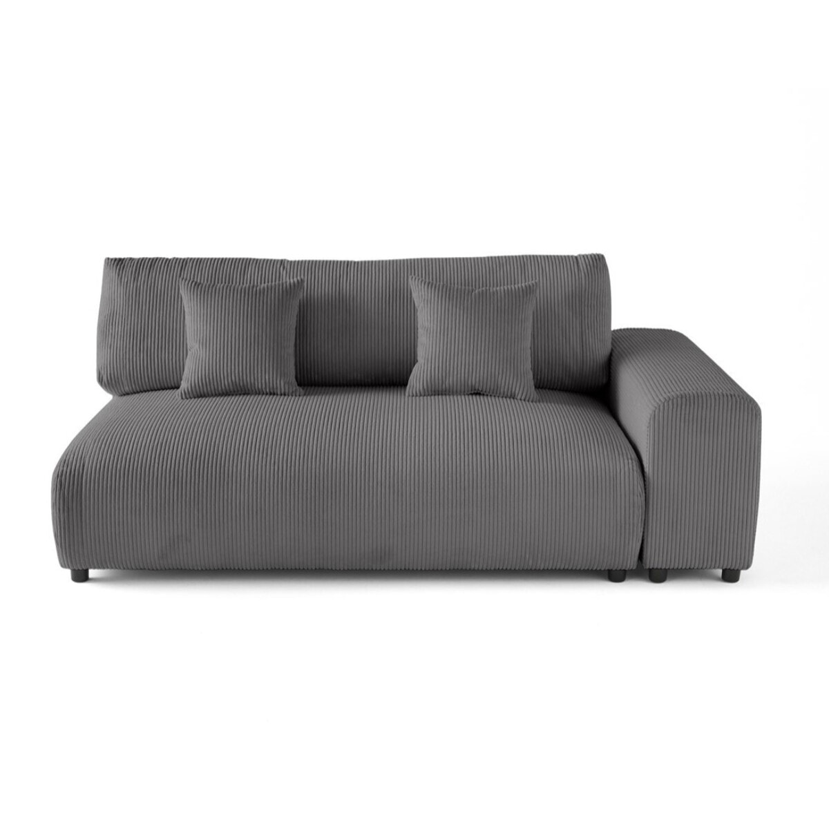 Garance - module d'assise 3 places avec accoudoir droit - en velours côtelé - Gris foncé