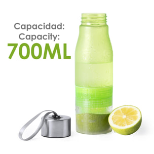 Selmy bidón de 700ml de capacidad Tritán de alta resistencia al calor. Base con exprimidor de cítricos.