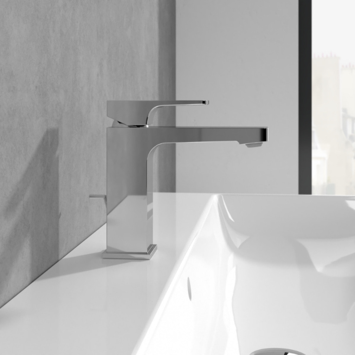 Mitigeur lavabo Architectura Square avec tirette Chrome