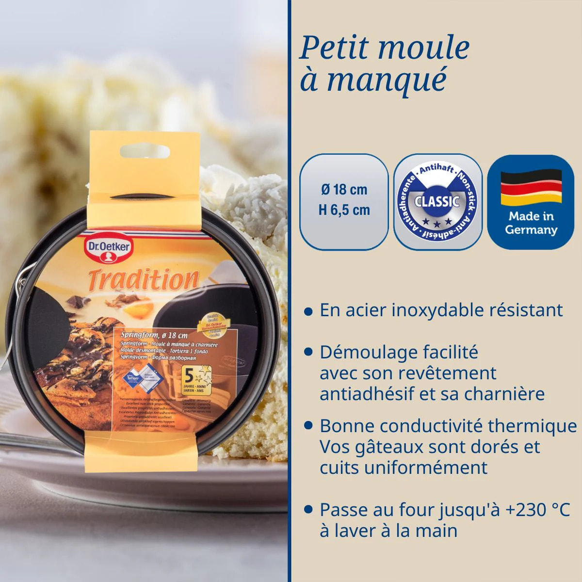 Moule à manqué à charnière 18 cm Dr.Oetker Tradition