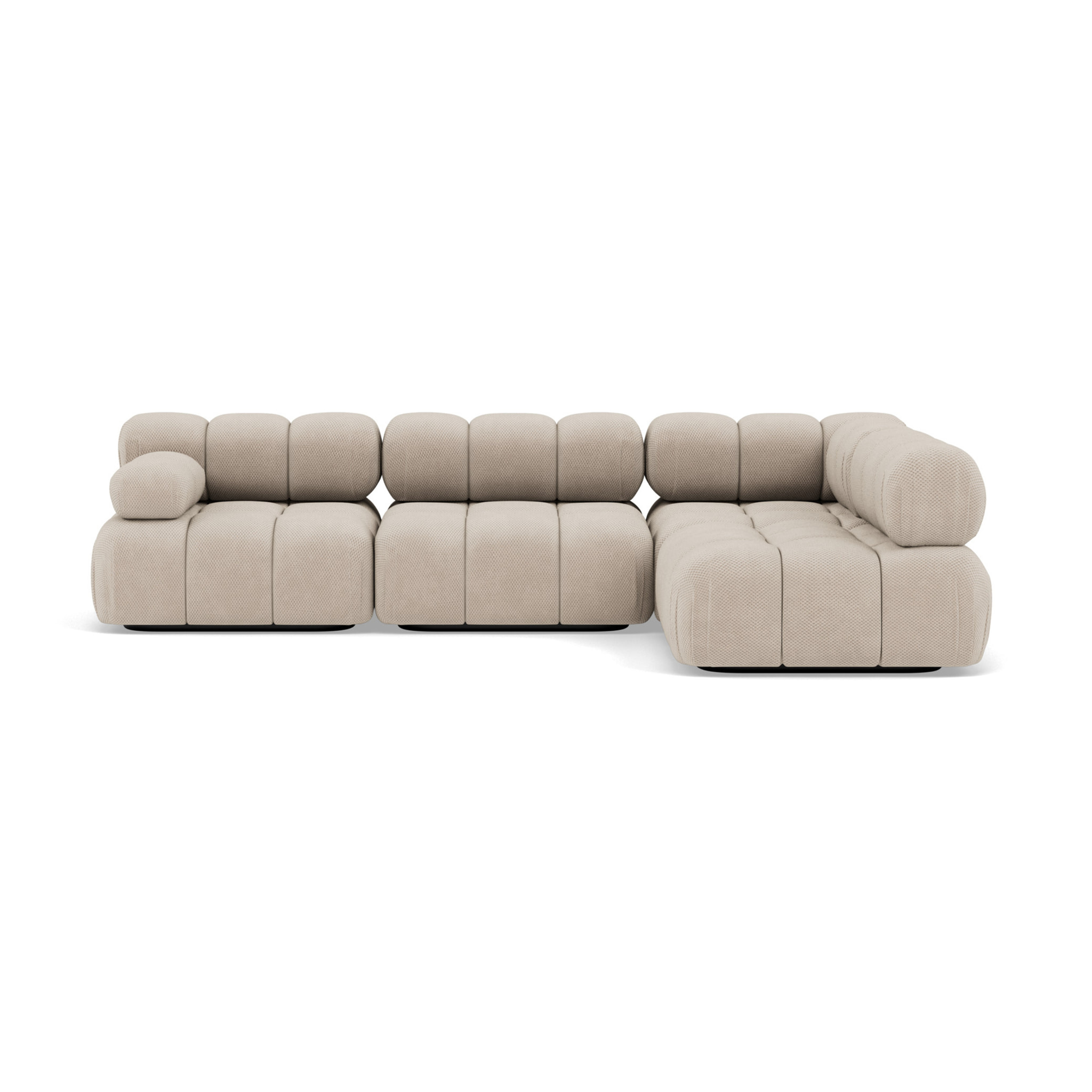 Ruby - canapé modulable d'angle droit 5 places en velours texturé - Beige