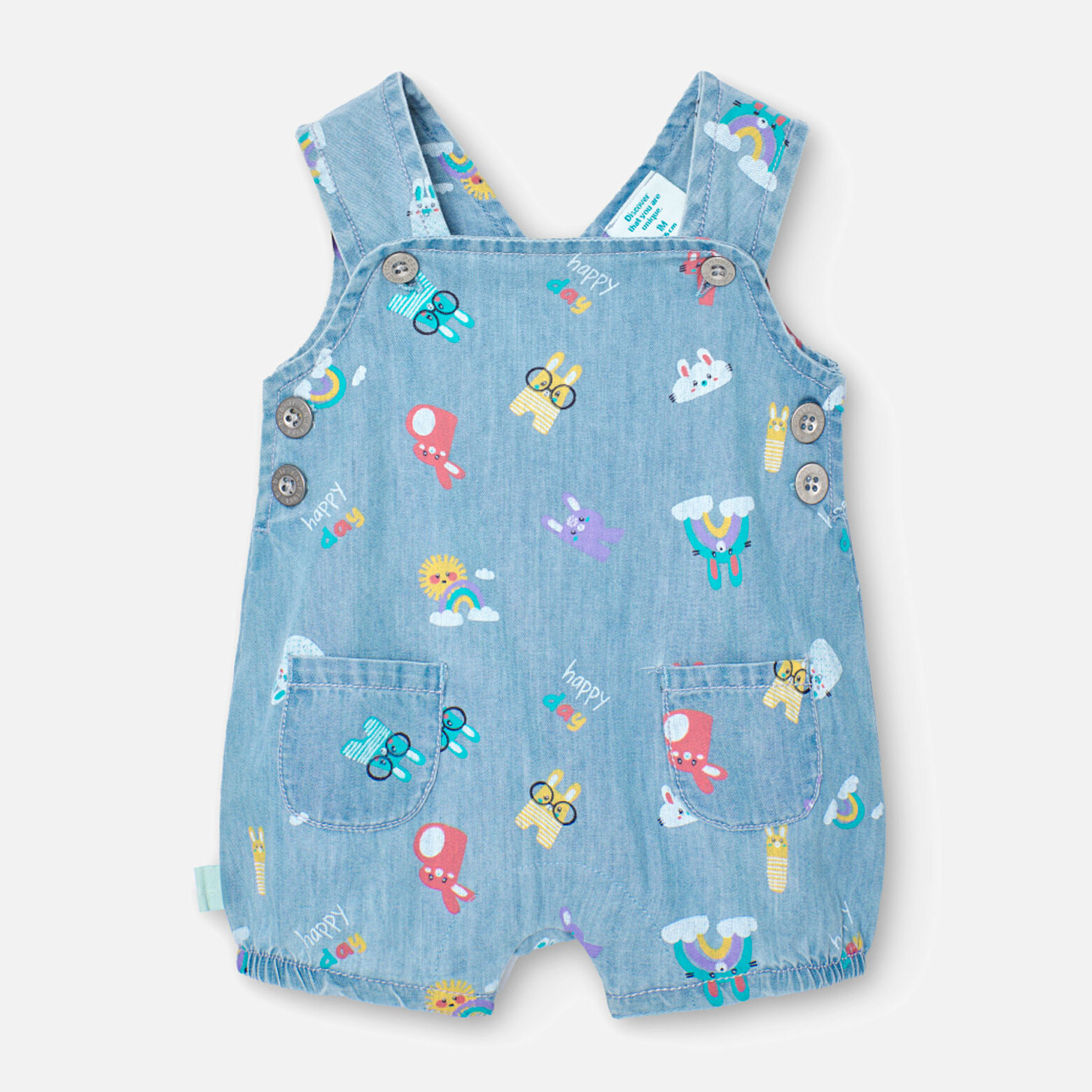 Peto estampado reciÃ©n nacido niÃ±o, tirantes, azul Ã­ndigo