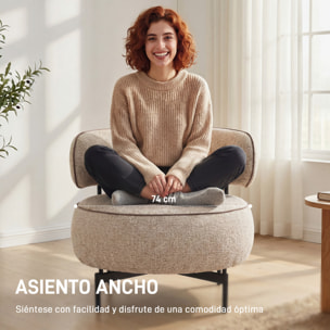 Butaca de Salón con Asiento Giratorio, Sillón de Salón, Tapizado en Lino, con Asiento Amplio, Acolchado Grueso, Patas de Metal para Dormitorio, Lectura, Beige