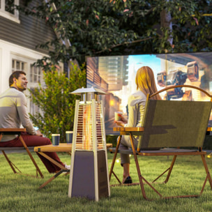 Estufa de Gas Butano, 3 KW, Calefactor de Exterior a Gas Portátil con Temperatura Ajustable, Protección contra Vuelcos, Ignición por Presión, Apta para Butano y Propano, Plata y Bronce