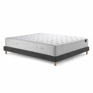 Ensemble matelas ressorts HÉLIOS, mémoire de forme, H31 cm, sommier gris foncé