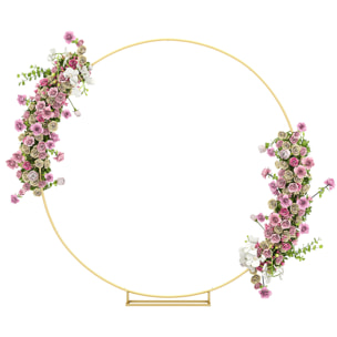 Arco de Jardín de Metal Redondo para Rosas Arco de Boda con Recubrimiento en Polvo Resistente a la Intemperie para Plantas Trepadoras para Decoración Patio Terraza 230x28x234 cm Dorado