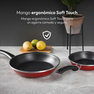 Juego de 2 Sartenes Ø20Ø26cm base roja CLASSIQUE en aluminio forjado Bergner