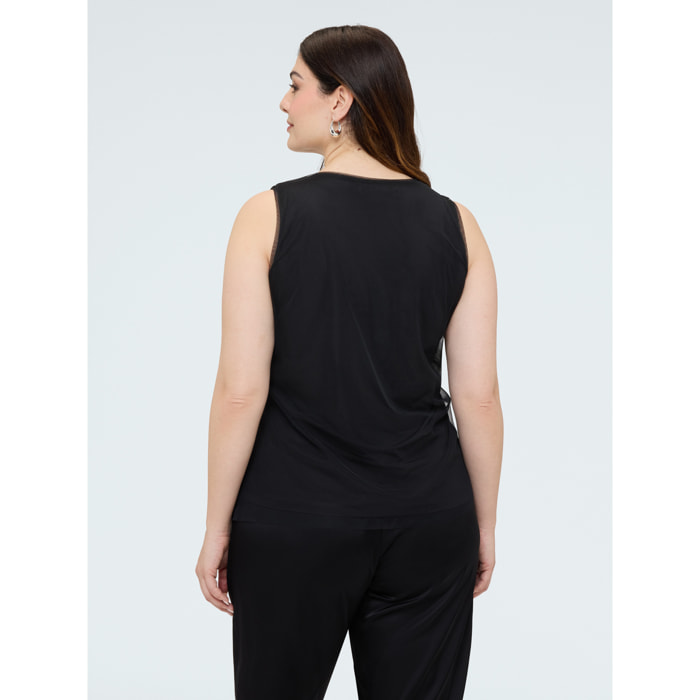 Fiorella Rubino - Top con paillettes e scollo a V - Nero