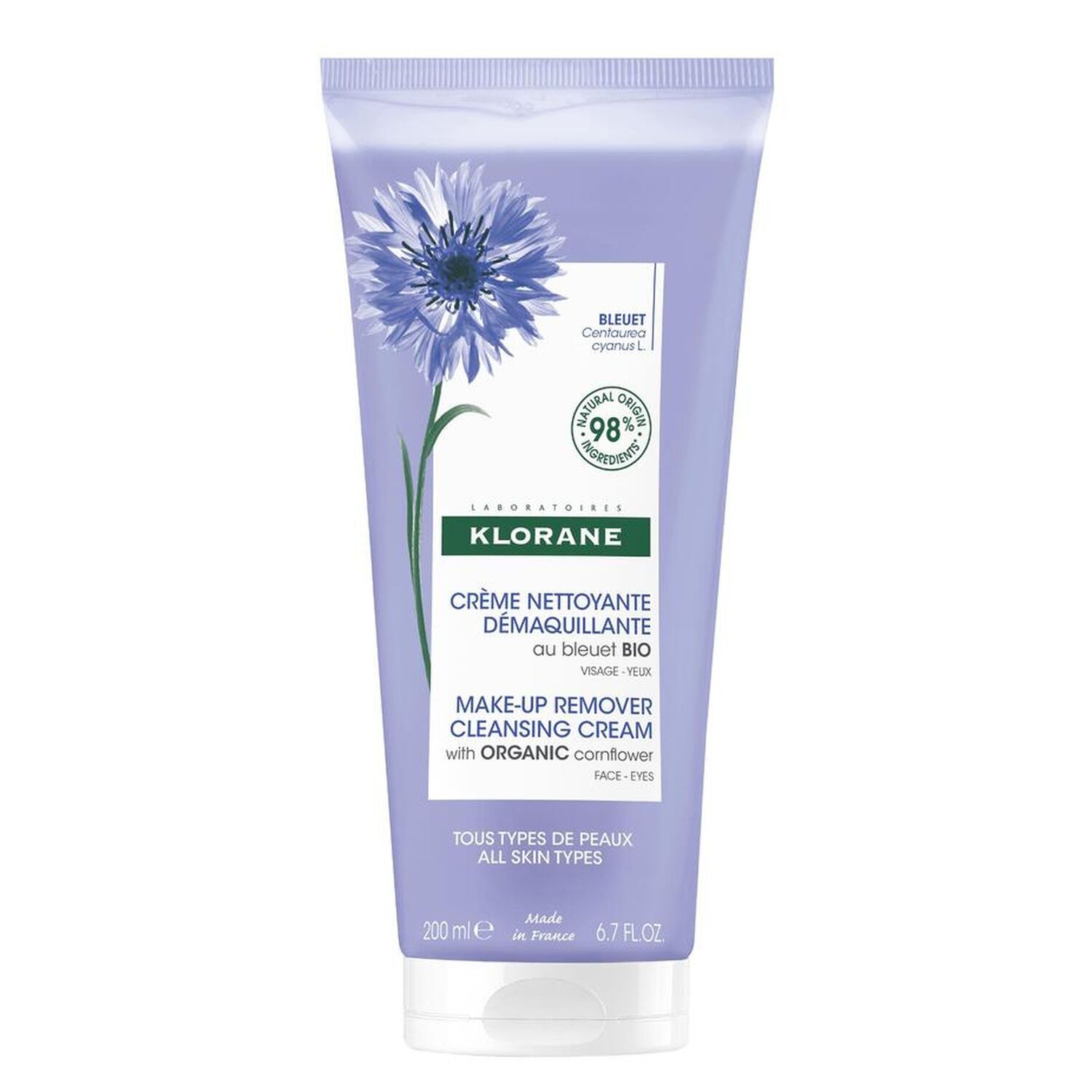 Bleuet Bio - Crème Nettoyante Démaquillante - 200 ml