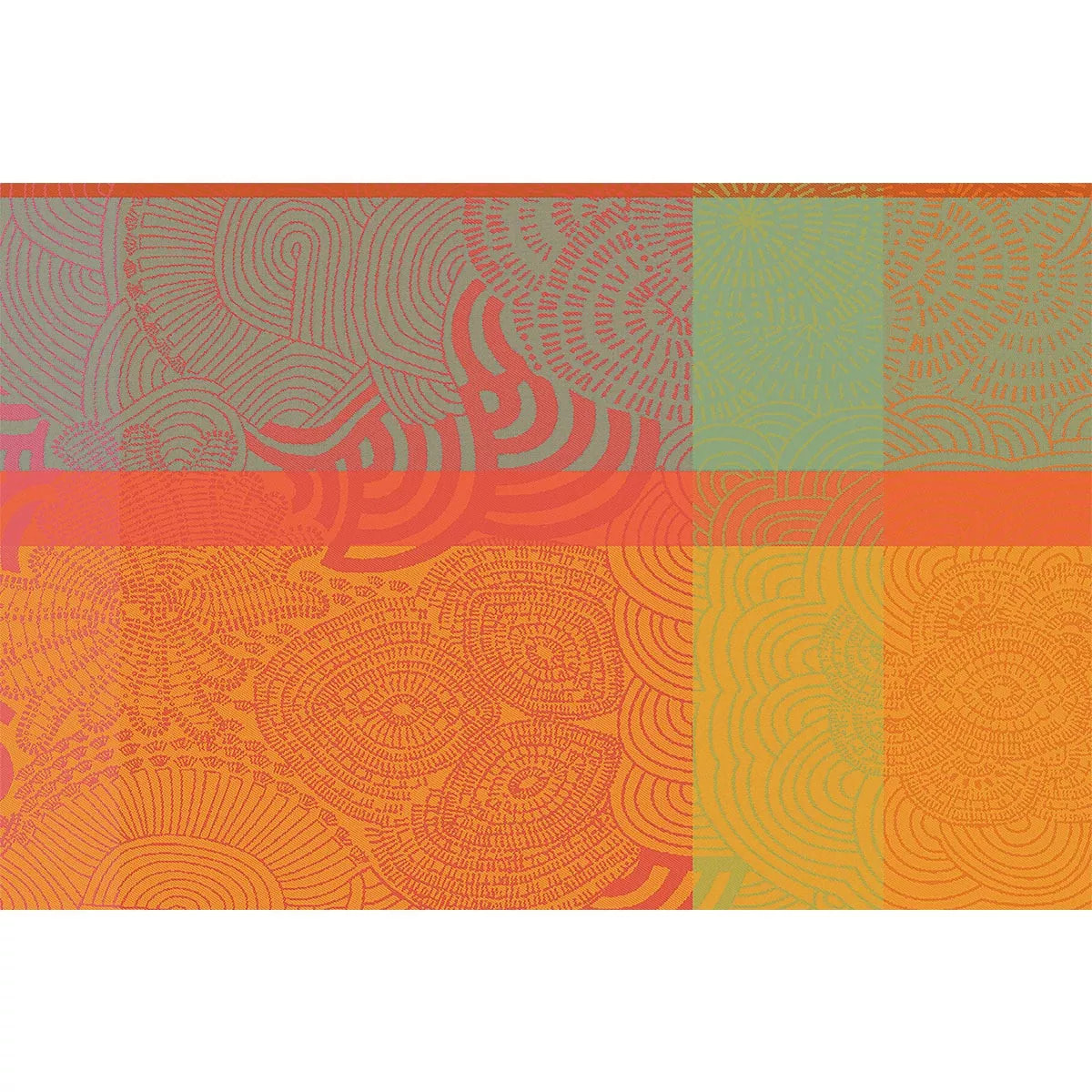 Set pur coton motif jacquard multicolore Mille rainures flamboyant