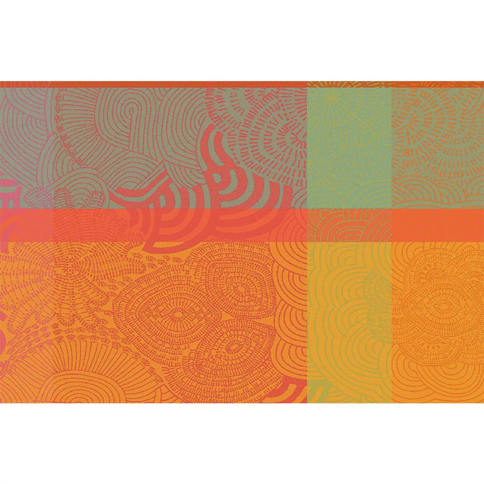Set pur coton motif jacquard multicolore Mille rainures flamboyant