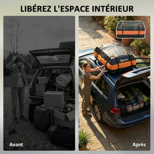 Coffre de toit souple pliant 425L avec accessoires charge max. 50 Kg orange noir