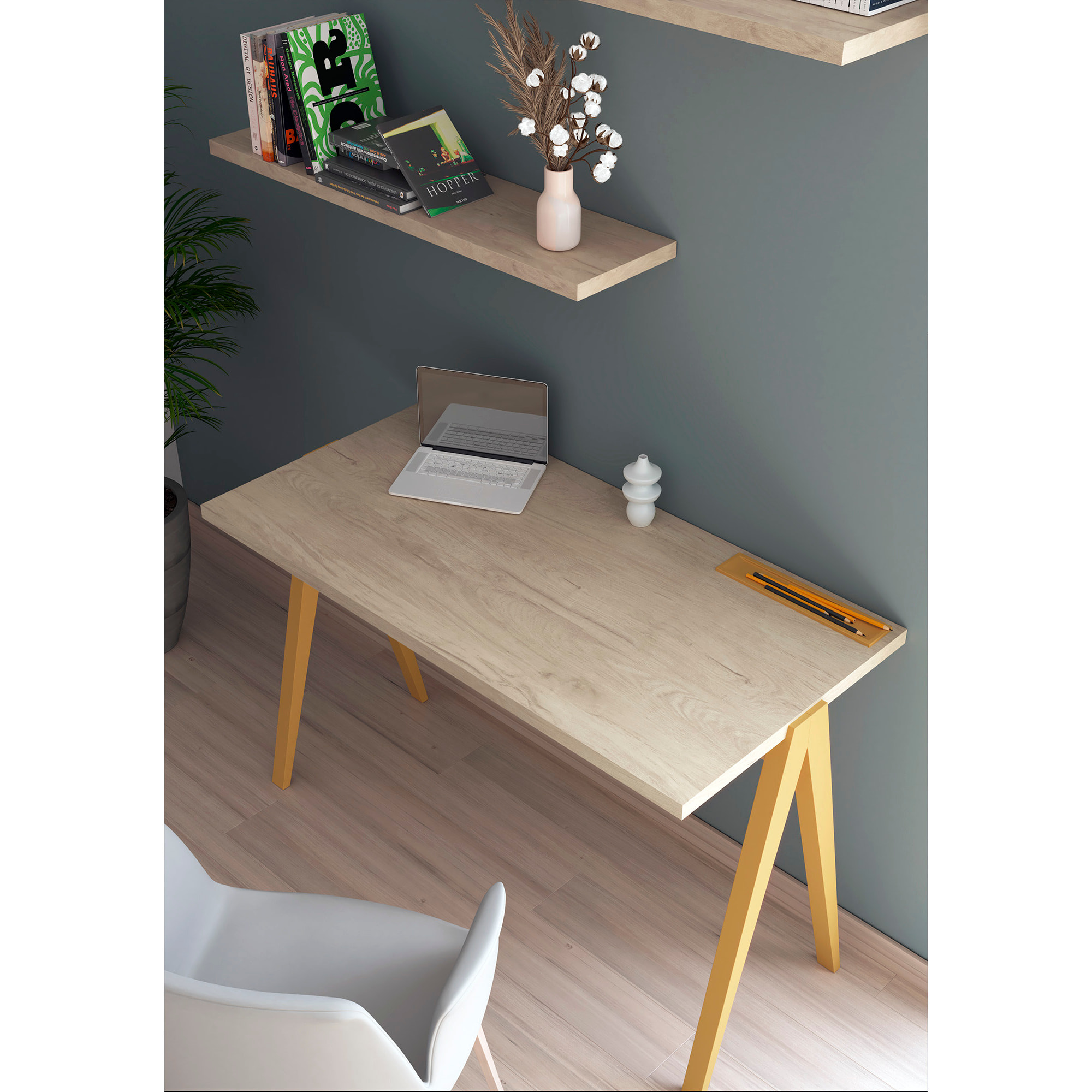Estante mural Line melamina roble 90x18x2 cm