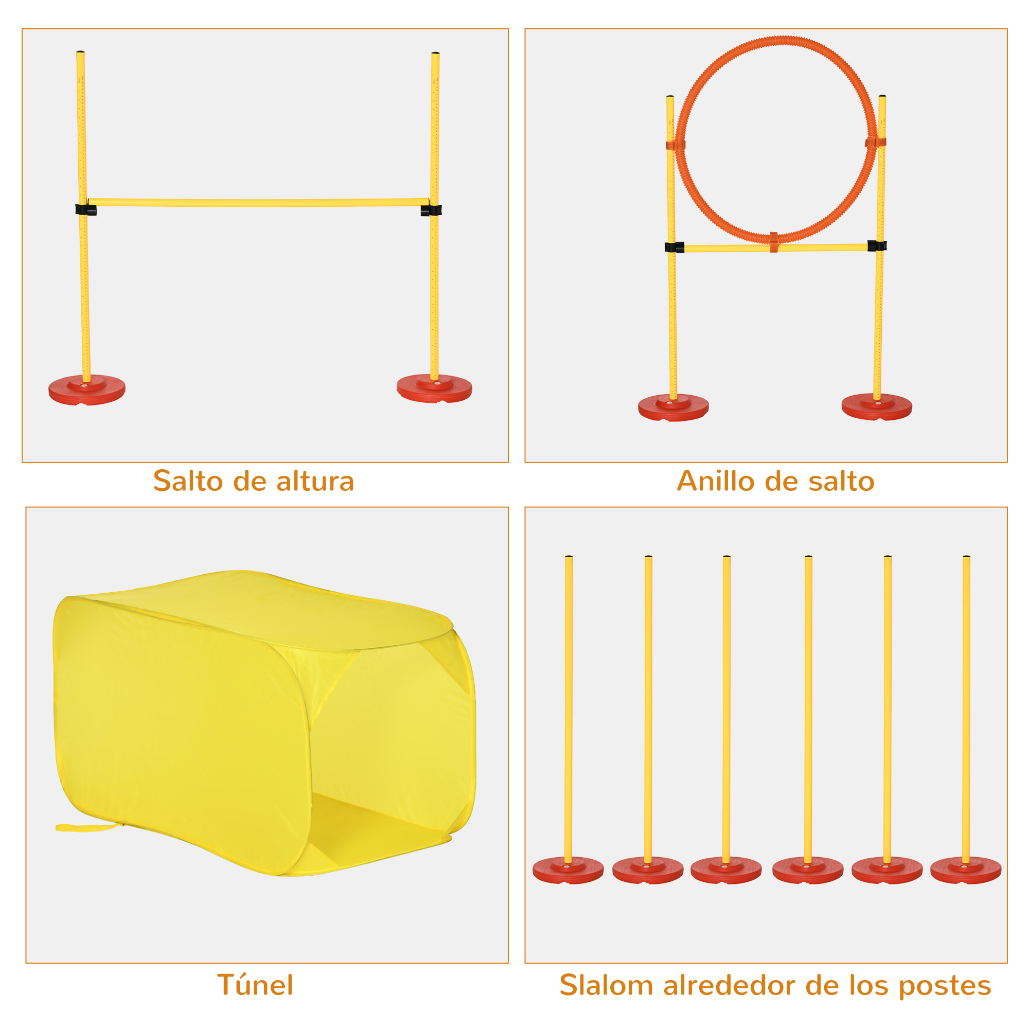 Pack Entrenamiento Perros de ABS PE con Salto y TunelAmarillo