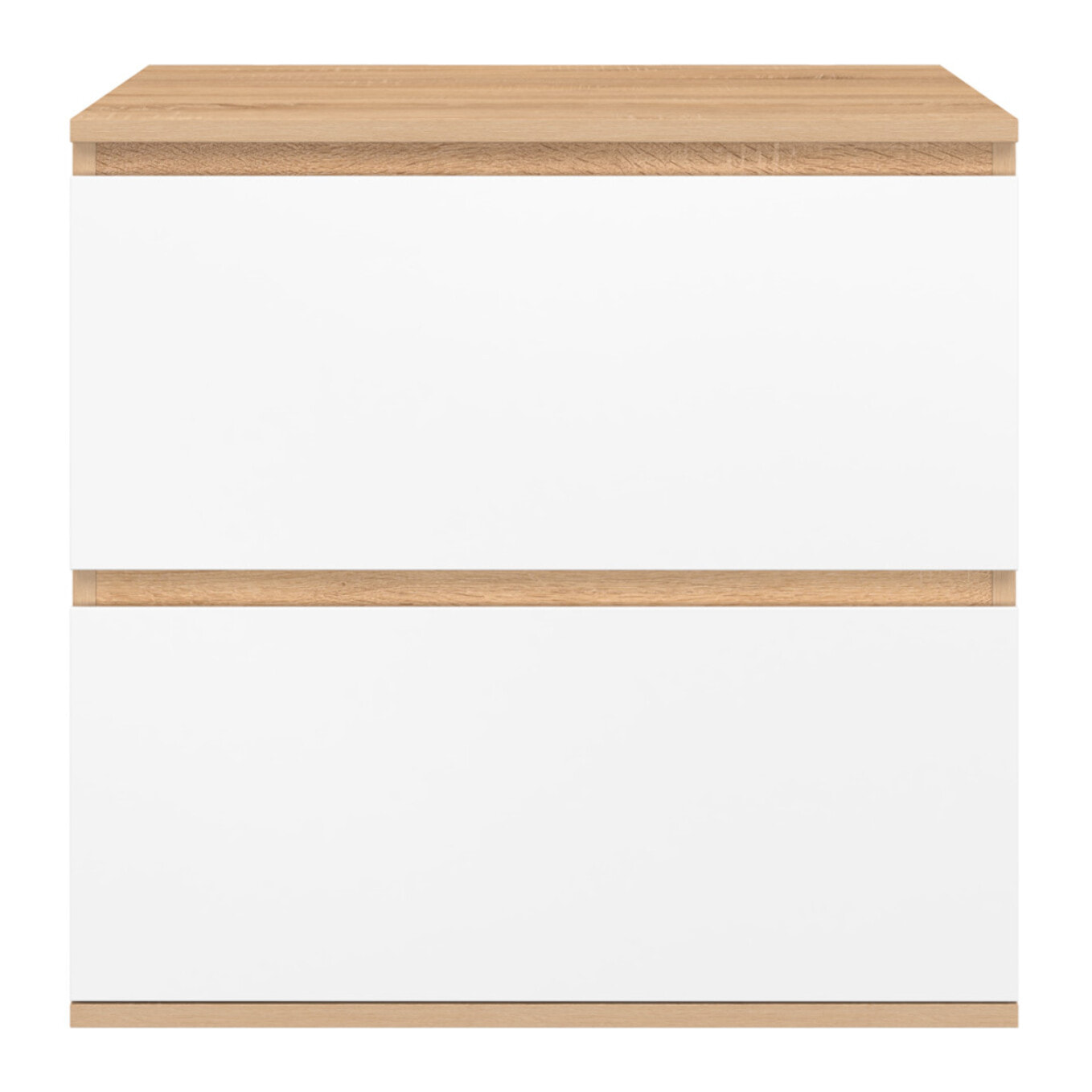 Meuble sous vasque suspendu Tom 2 tiroirs blanc et effet hêtre L60cm