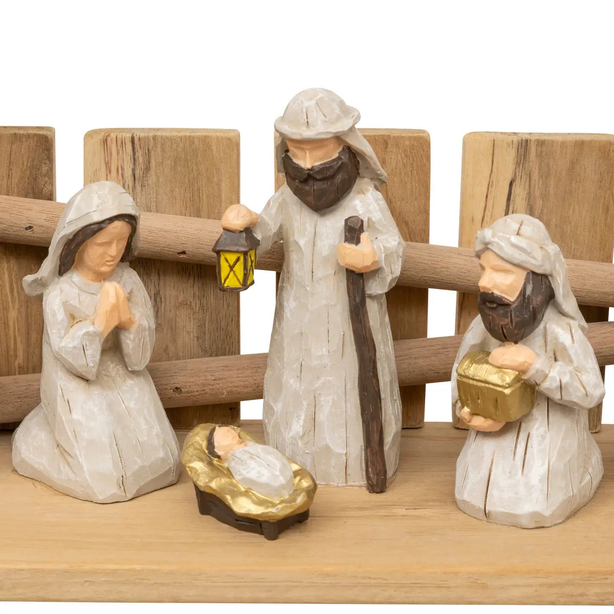 Crèche de Noël avec 7 santons 30x18cm résine