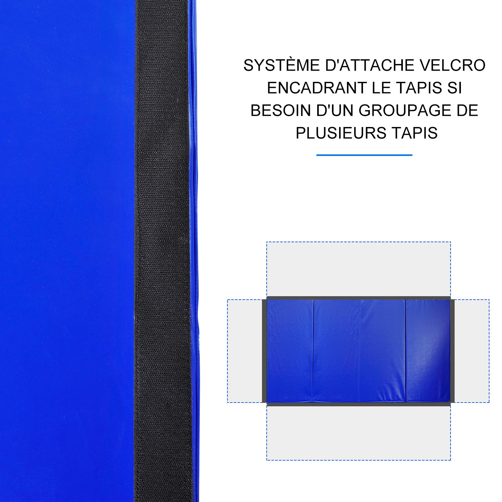 HOMCOM Tapis de Sol Gym Fitness Epais Portable 3m Bleu natte