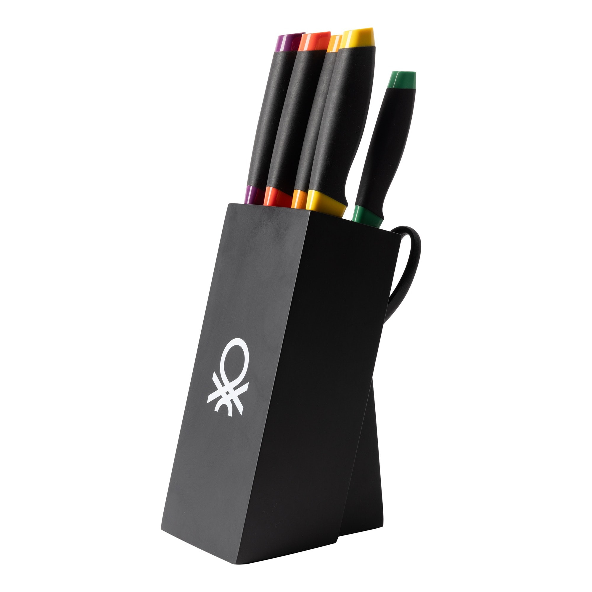 Juego de 8pc cuchillos + tacoma en acero inox + tabla de cortar 33x23x1.5cm madera de acacia casa benetton