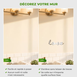 Sticker effet mirroir Love 30 x 10 cm