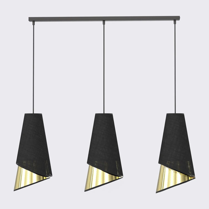 Lampada a sospensione MODA in acciaio nero e oro