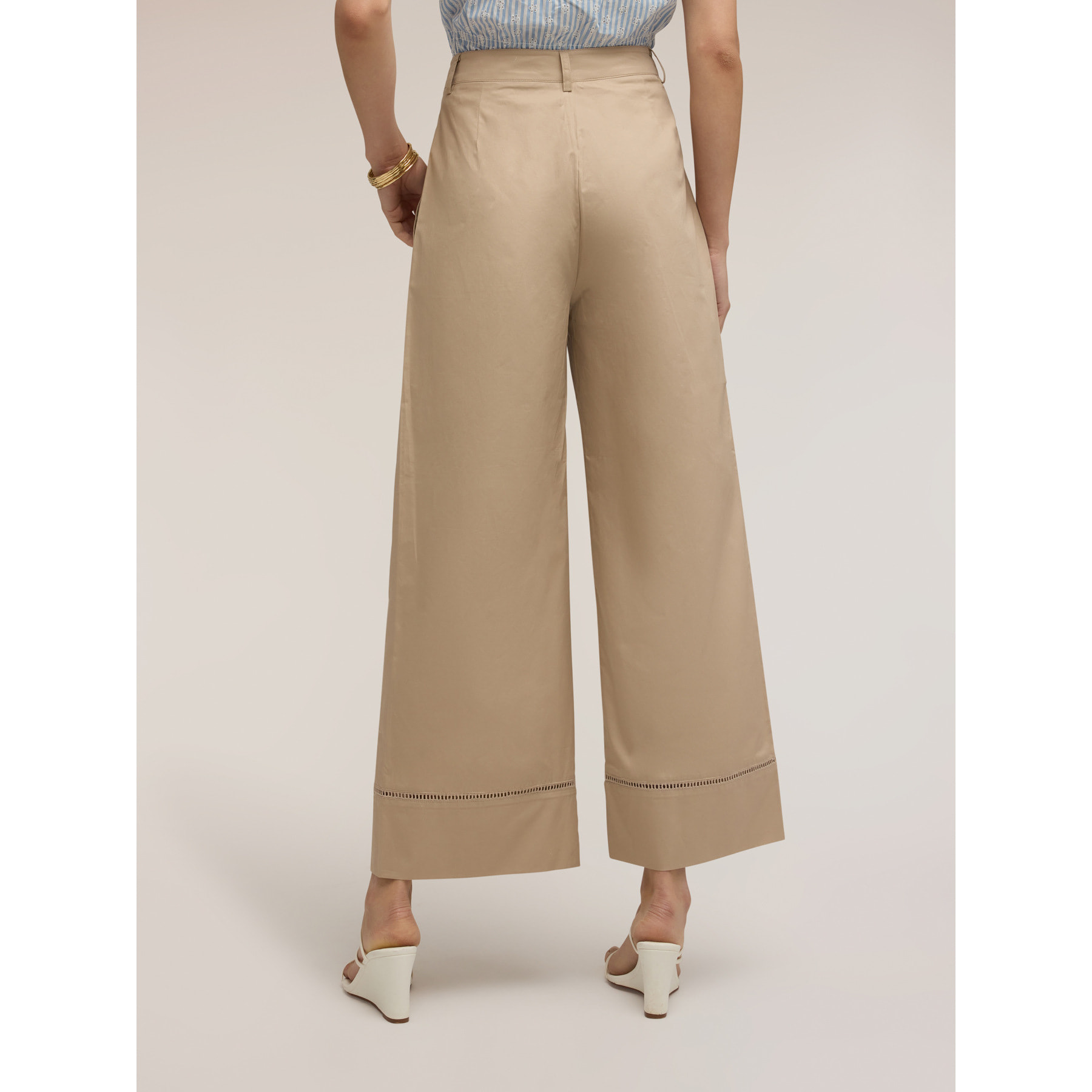 Motivi - Pantaloni wide con dettaglio ajouré - Beige