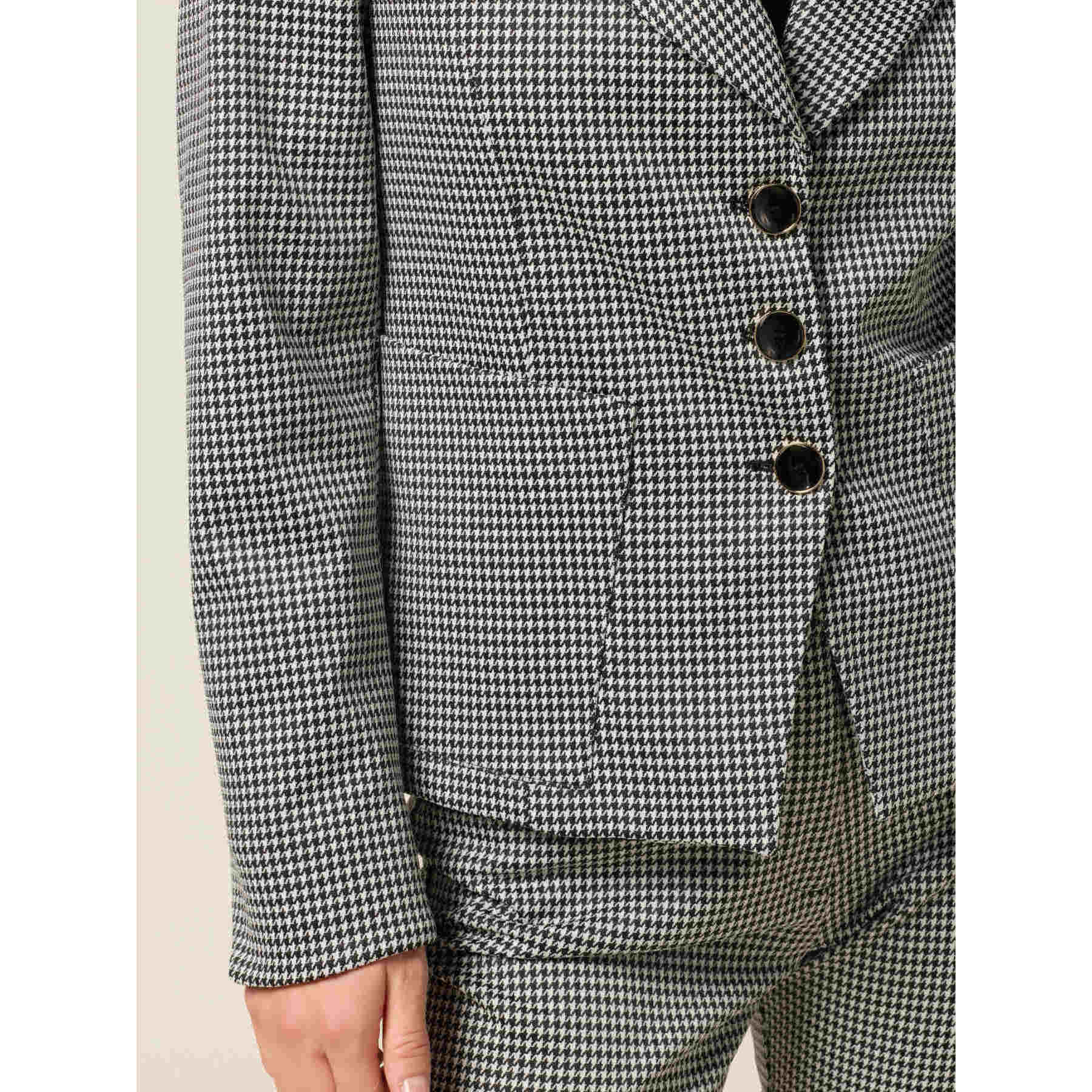 Oltre - Blazer pied-de-poule in punto milano - Grigio