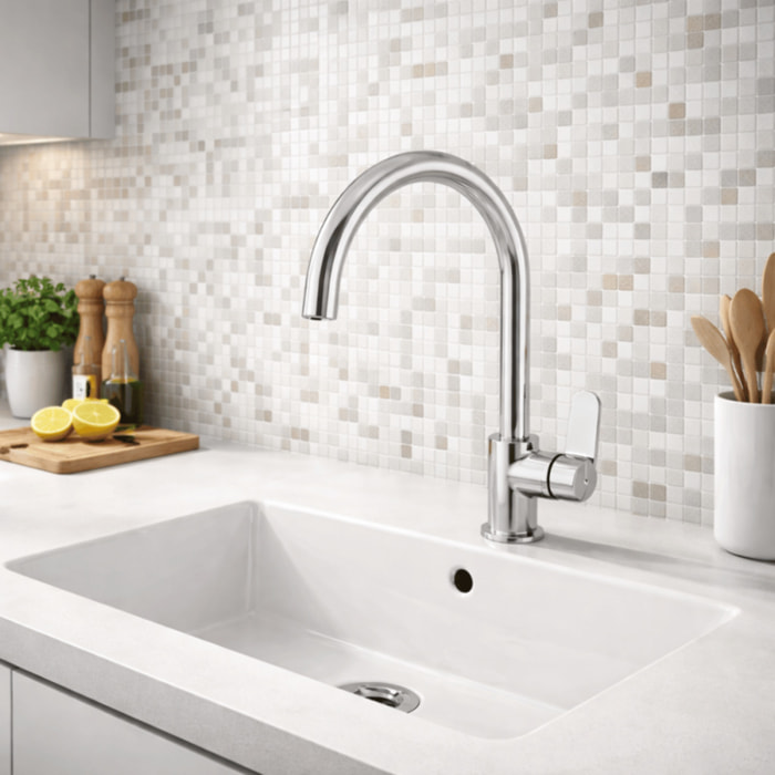 Robinet de cuisine bec haut Flow Round Chromé