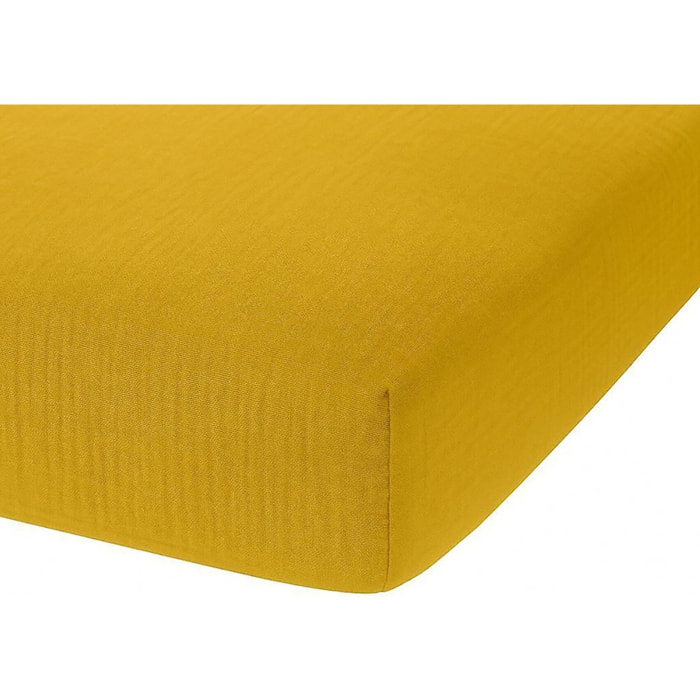 Drap Housse - Bonnet:30cm - 100% gaze De Coton Safran