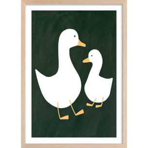 Affiche enfant oie  Affiche + cadre en bois - Chêne