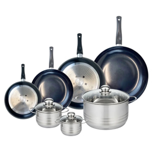 Ensemble de 4 Poêles de cuisson 20, 24, 28 et 32 cm et 3 faitouts 12, 14 et 24 cm Elo Prima Brillant