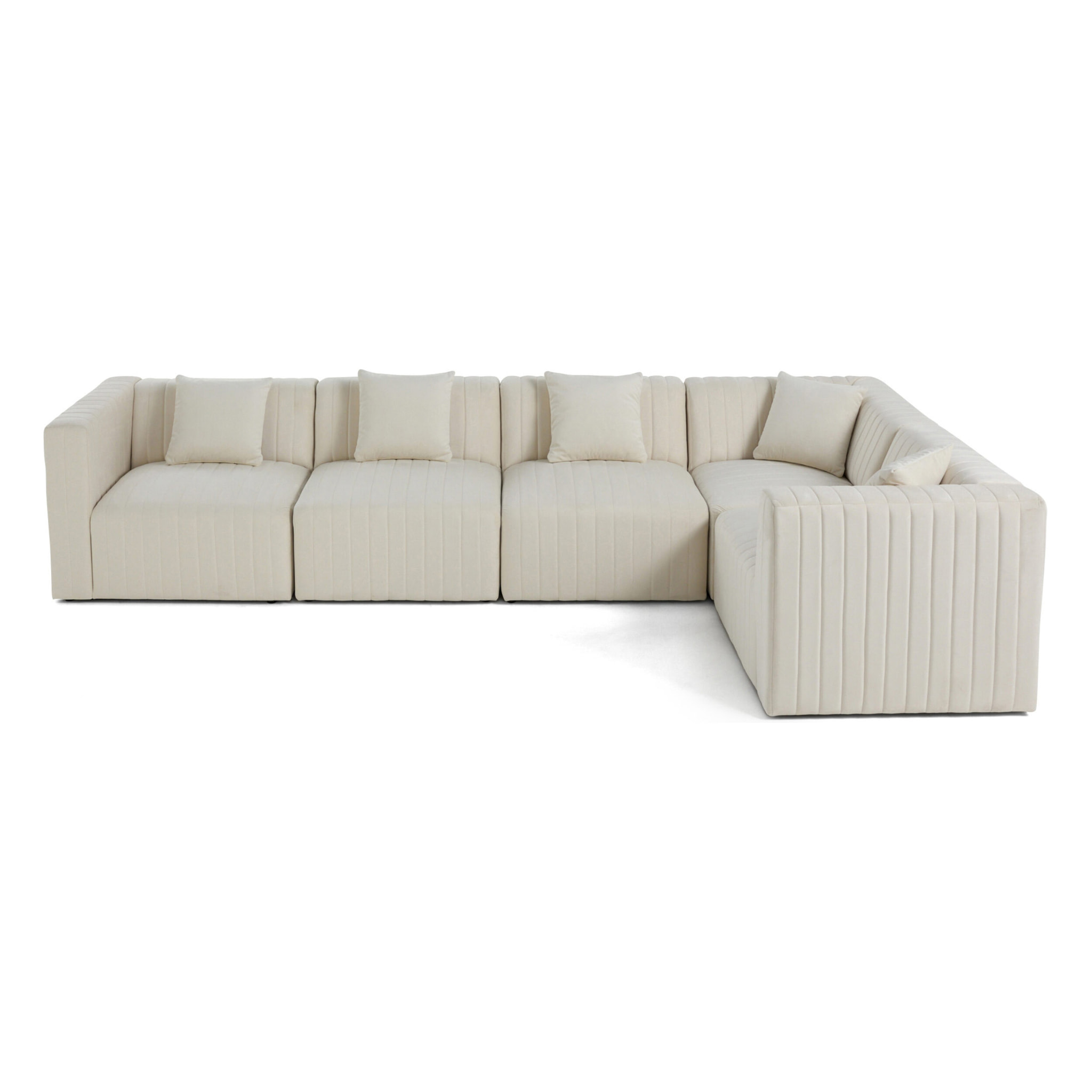 Nova - canapé modulable d'angle réversible - 6 places - en velours - Beige