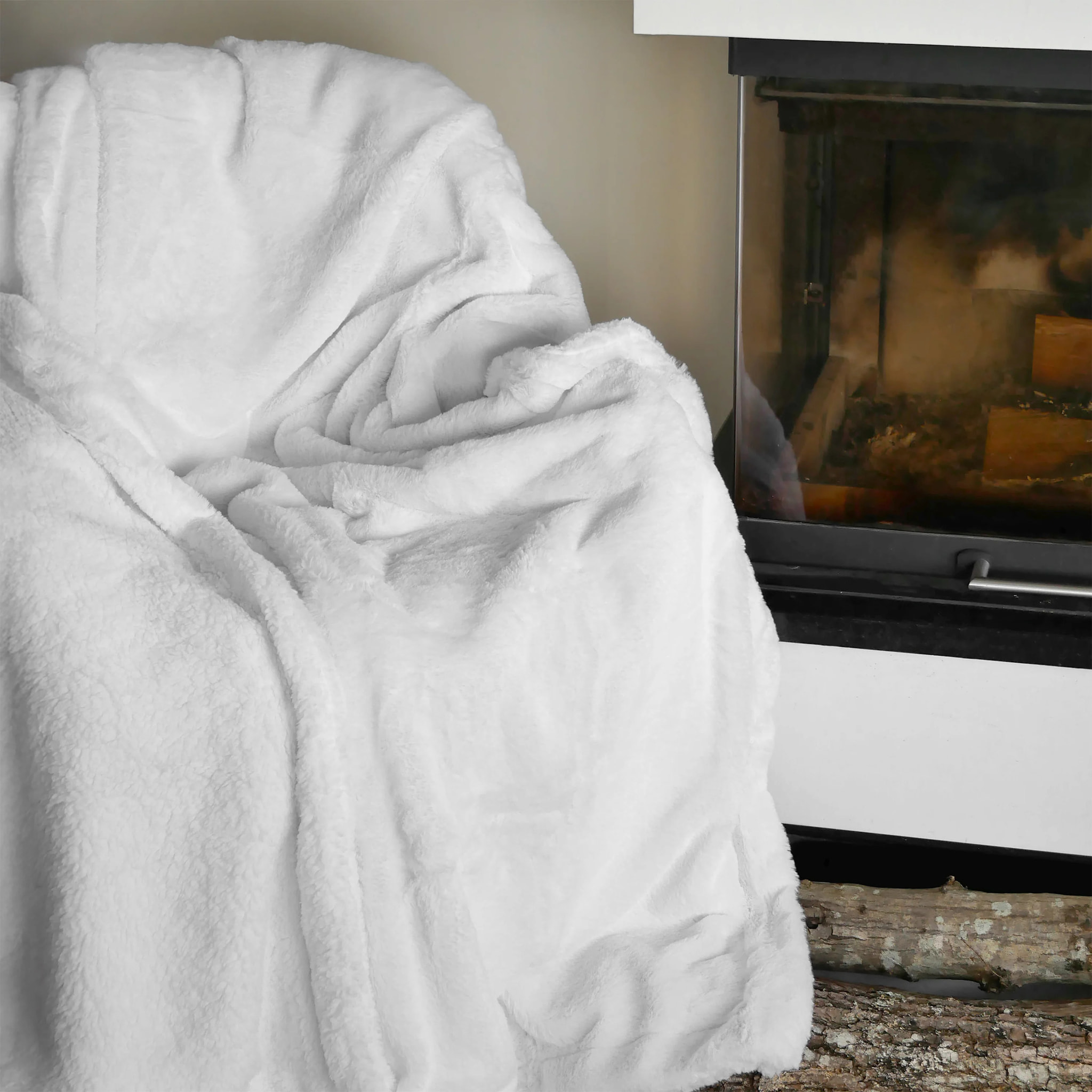 Plaid imitation "Lapin" 130x170cm 610g/m² - Cocoon Blanc