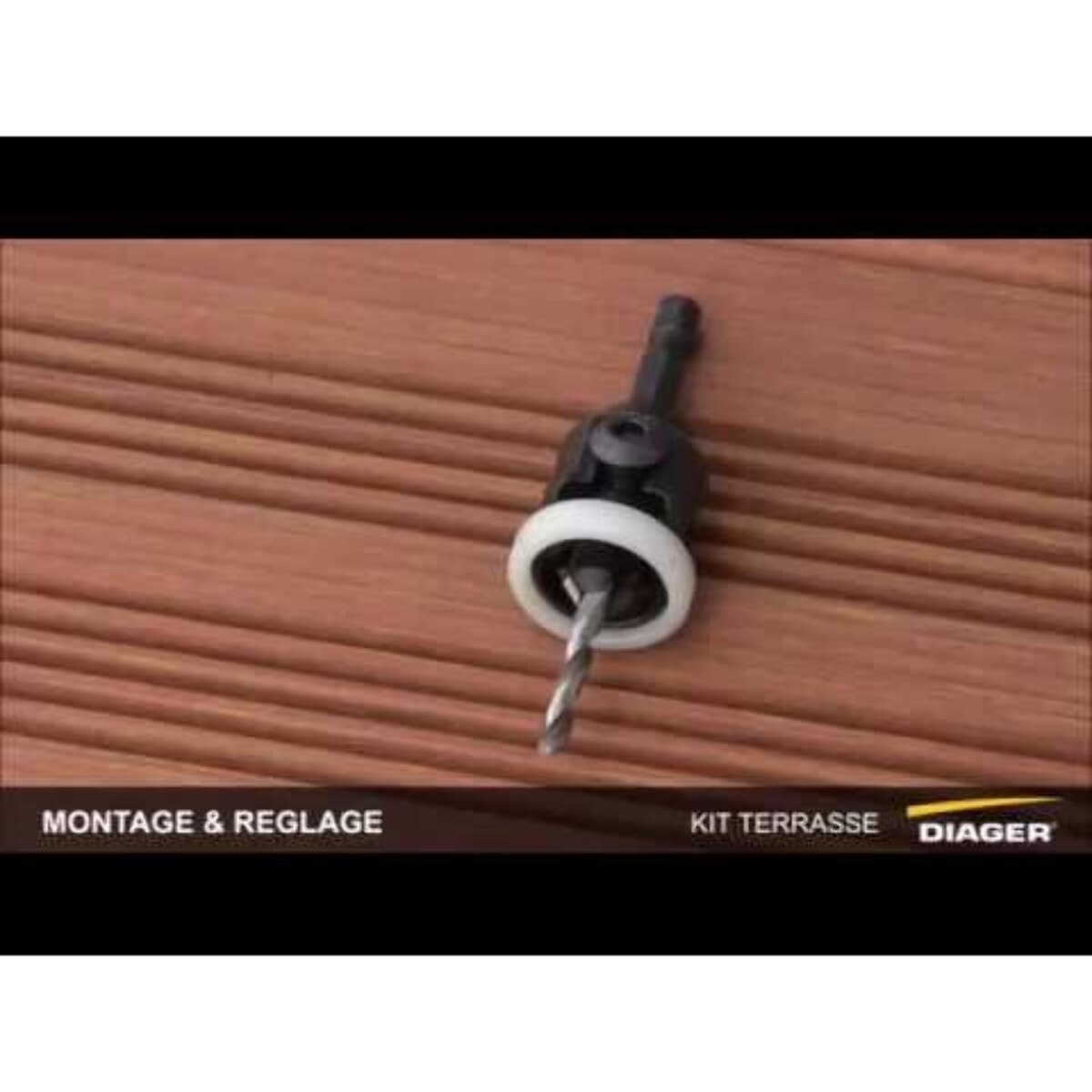 Kit terrasse Bois - Fraisoir carbure 45°+ Butée de profondeur + 3 forets Ø 4 mm + Clé de montage - DIAGER - 902D04