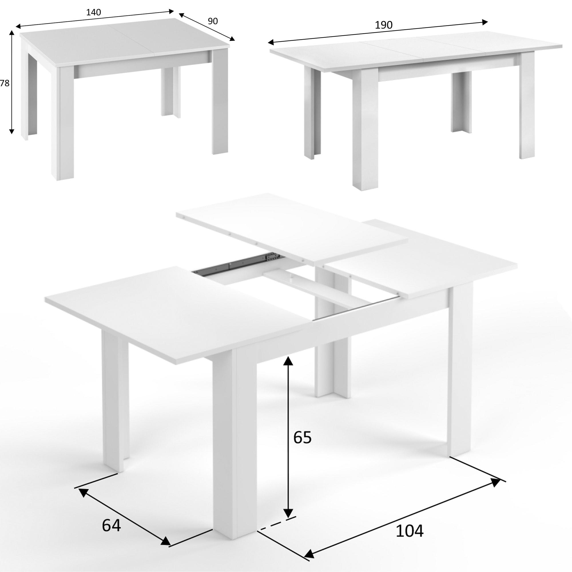 Mesa extensible fany 140-190 cm blanco