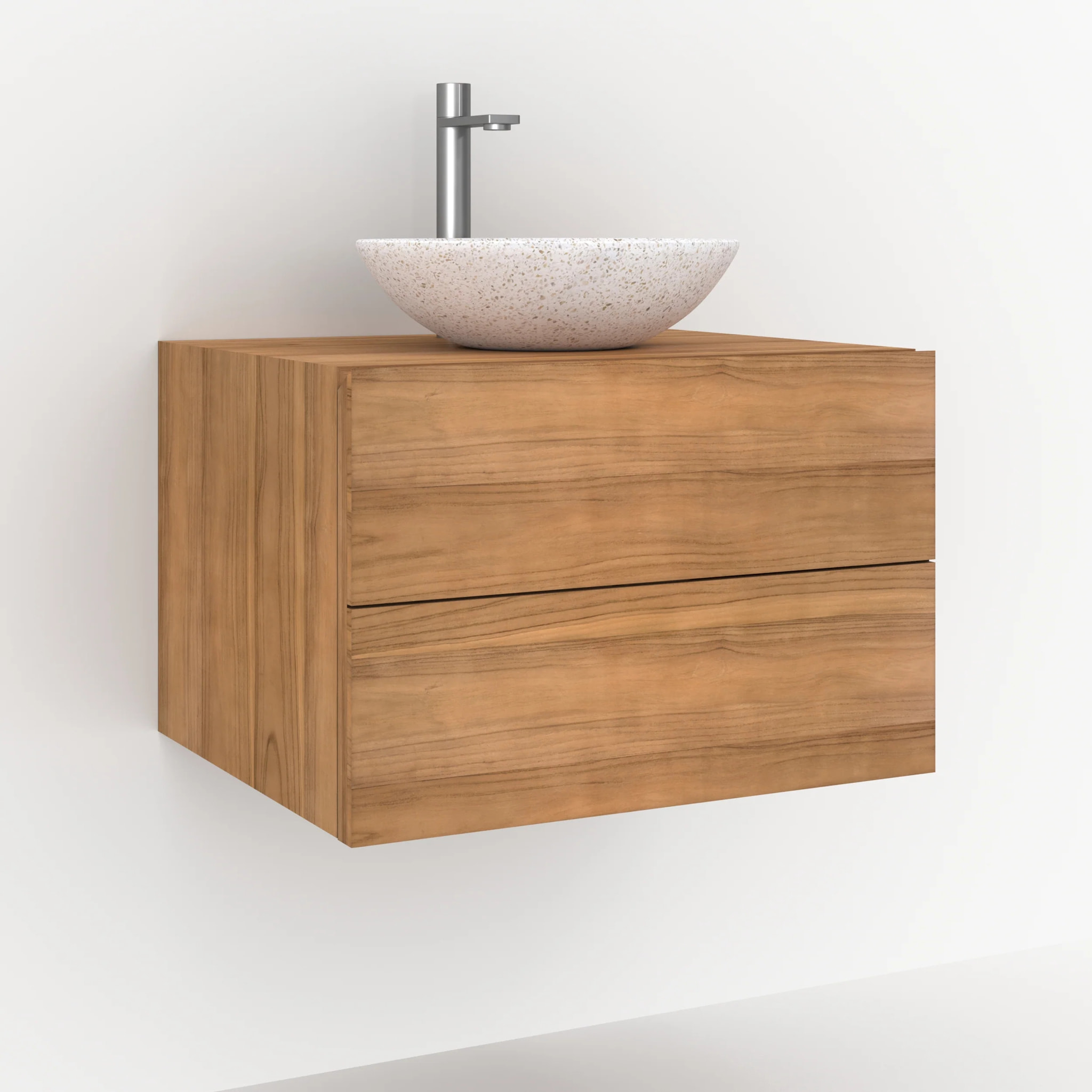 Meuble de salle de bain suspendu en bois de teck 60 cm - Hera