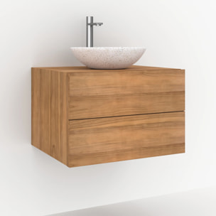 Meuble de salle de bain suspendu en bois de teck 60 cm - Hera