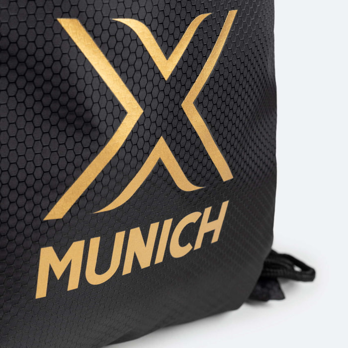MUNICH GYM SACK Mochila de Cuerdas Deportiva con Cierre de Ajuste Negra y Dorada