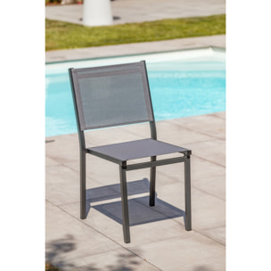 TOLEDE - Chaise de jardin empilable en alu anthracite toile plastifiée grise