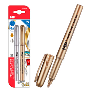 PACK 12 PENNARELLI METALLICI SET di 2 ORO e ARGENTO