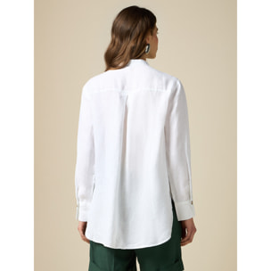 Oltre - Camisa de lino con broche - Blanco