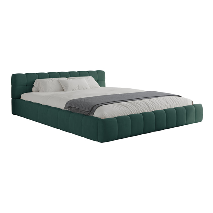 Lit nuage 160x200cm en velours vert PRINCETON