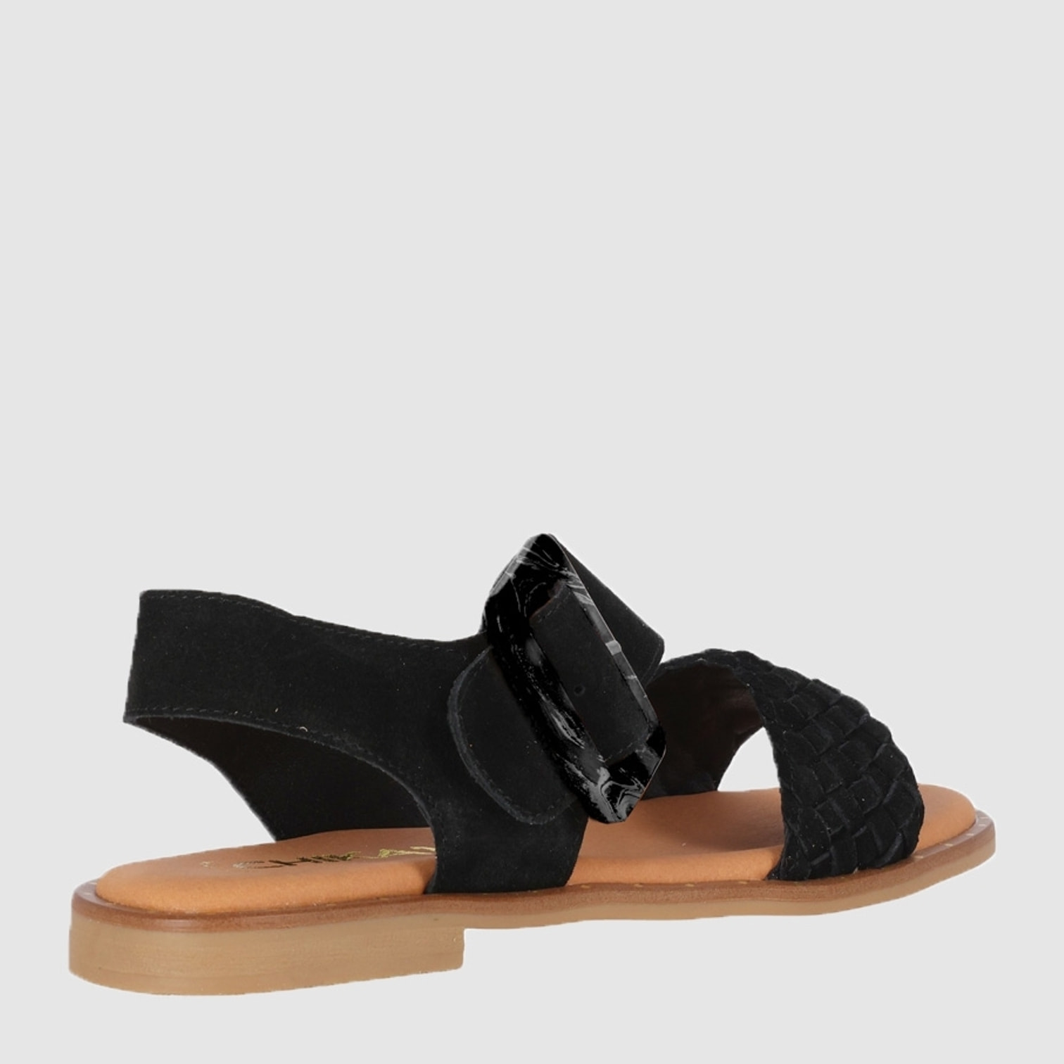 Sandalias de Serraje - Negro - Tacón: Bajo