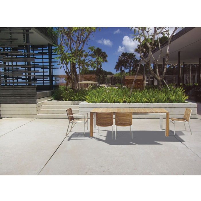 Fauteuil en teck avec pied en acier inoxydable