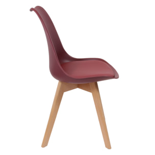 Chaise Scandinave Coque Rembourree Bordeaux - Lot De 2