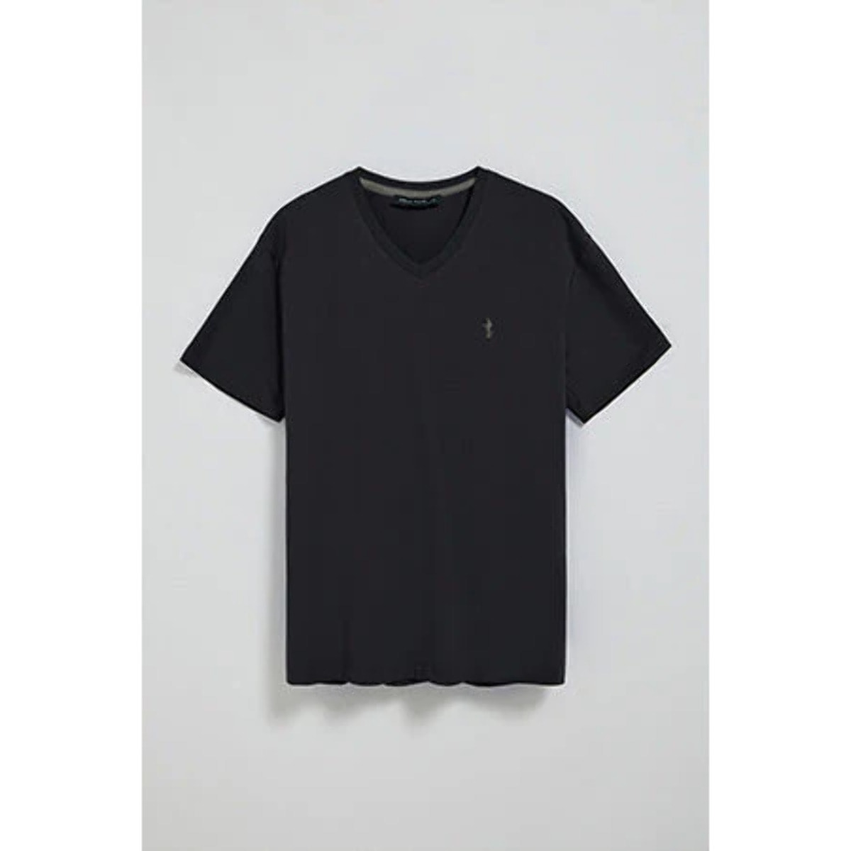 Camiseta negra de manga corta y cuello de pico con bordado Rigby Best