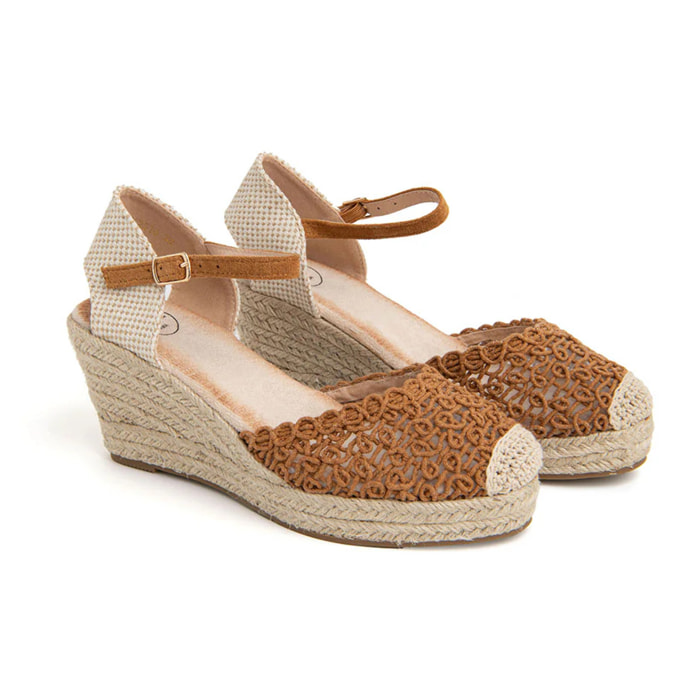 Campesina tacco 7 con punta traforata - CAMMELLO